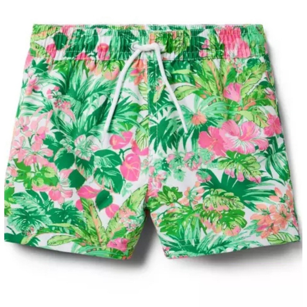 Janie and Jack Boys‎ 18 To 24 Months Recycled Tropical Floral Swim Trunk NEW